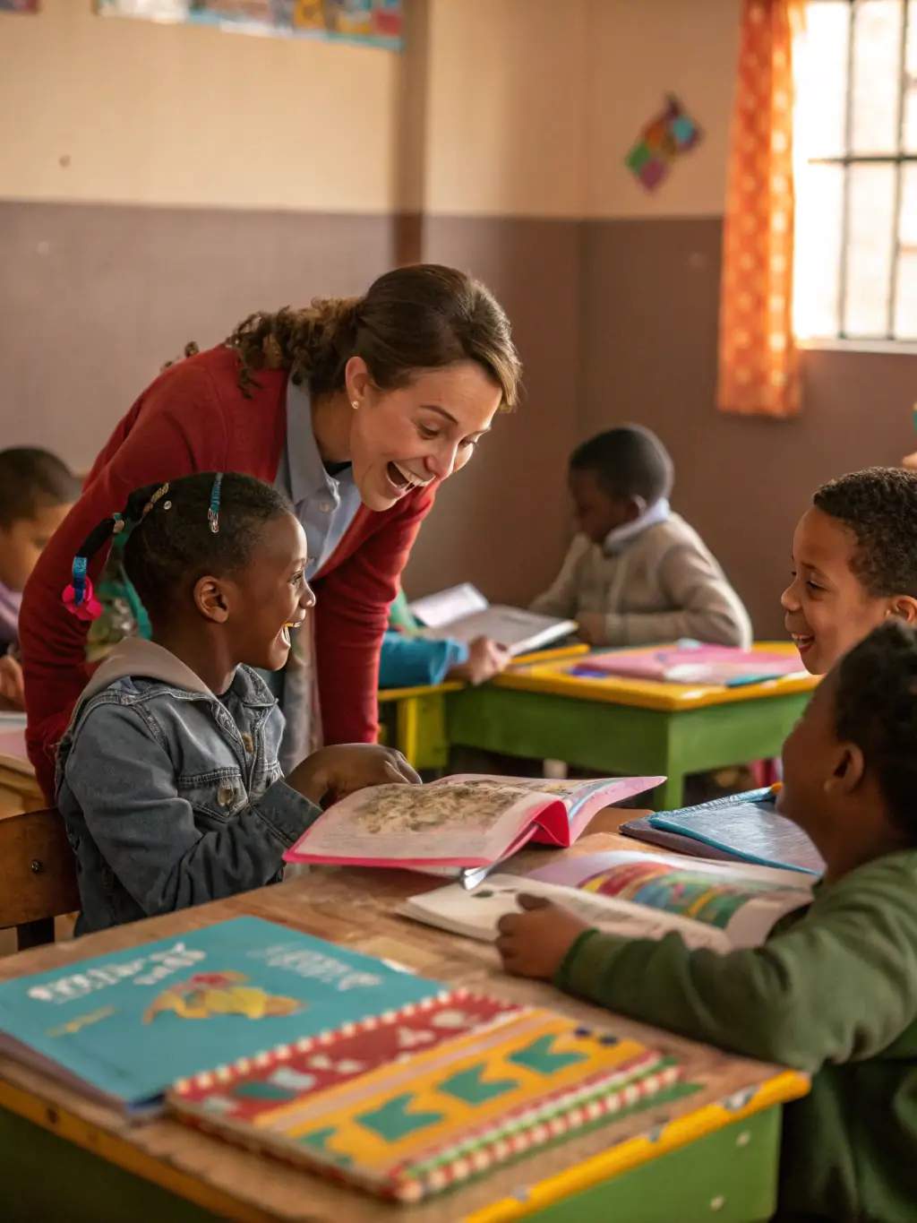 A photograph of children participating in a Sunday school class at Christ Redeemer Church, learning about faith in a fun and engaging environment.